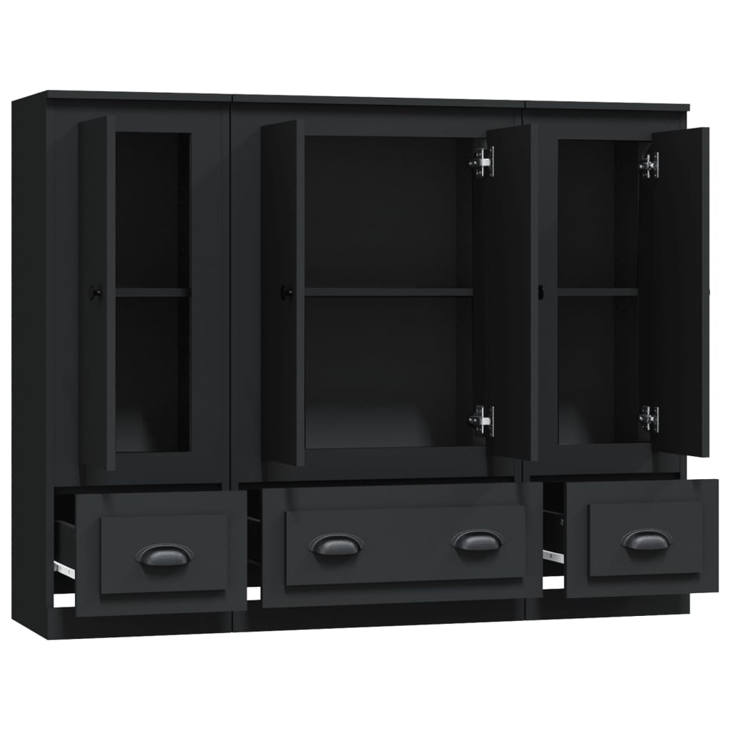 Image Buffets 3 pcs noir bois d'ingénierie | Xios Store SNC vidaXL Xios Store SNC