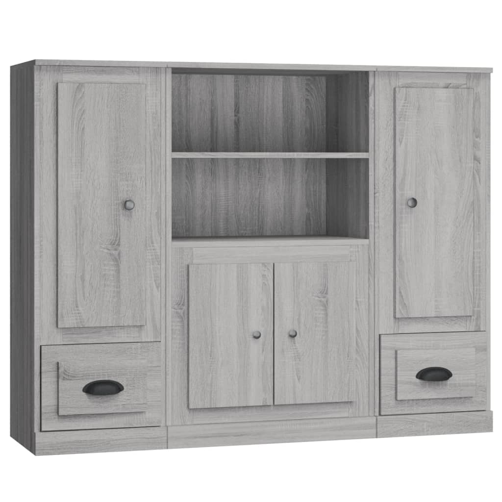 Image Buffets 3 pcs sonoma gris bois d'ingénierie | Xios Store SNC vidaXL Xios Store SNC