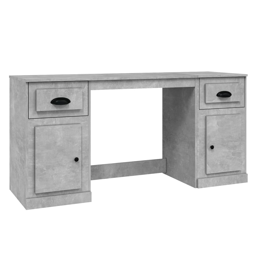 Bureau avec armoire gris béton bois d'ingénierie Bureaux vidaXL   