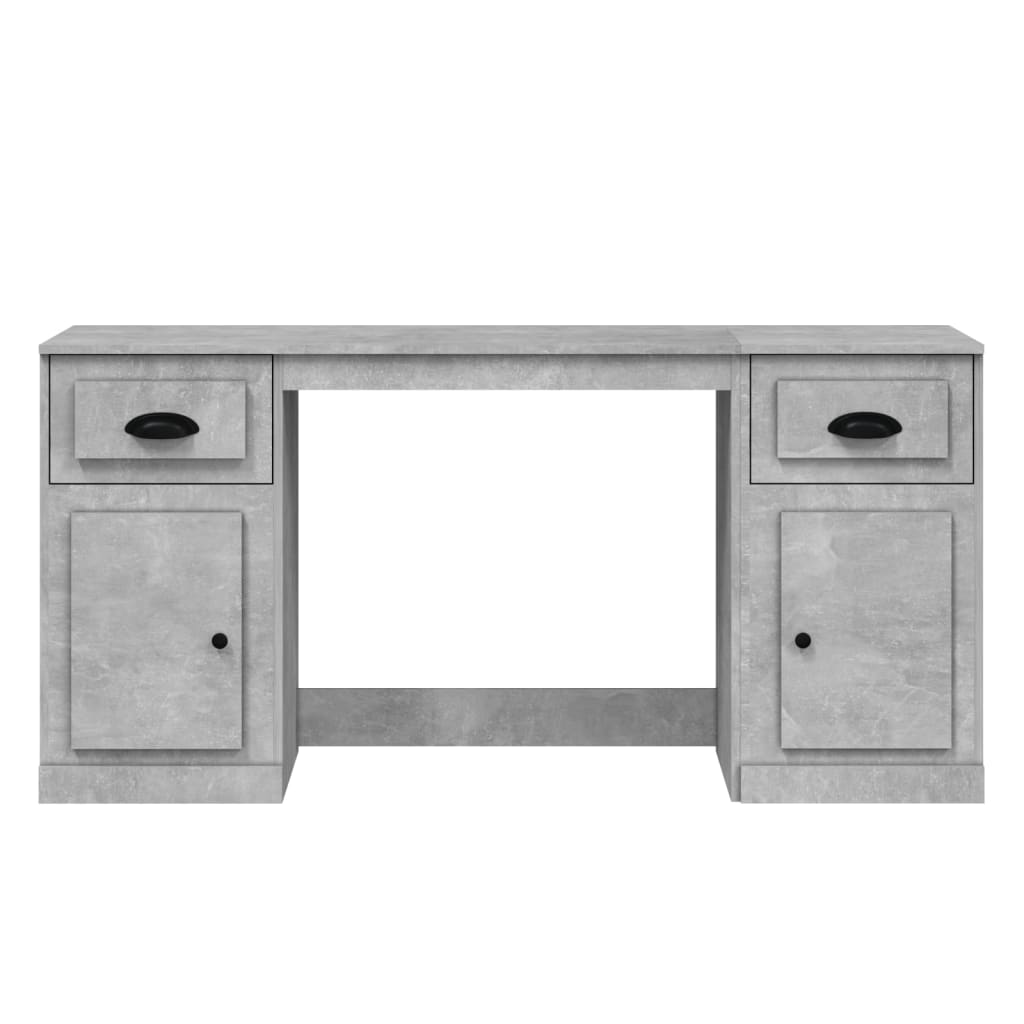 Bureau avec armoire gris béton bois d'ingénierie Bureaux vidaXL   