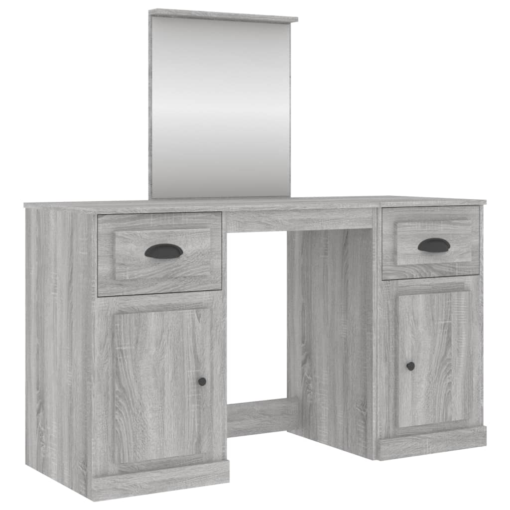 Coiffeuse avec miroir sonoma gris 130x50x132,5 cm Coiffeuses vidaXL   