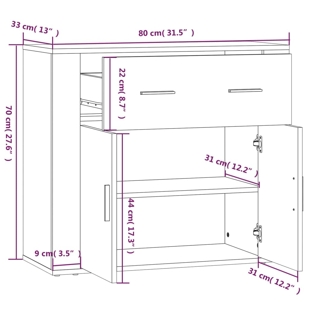 Image Buffet haut Gris béton Bois d'ingénierie | Xios Store SNC vidaXL Xios Store SNC