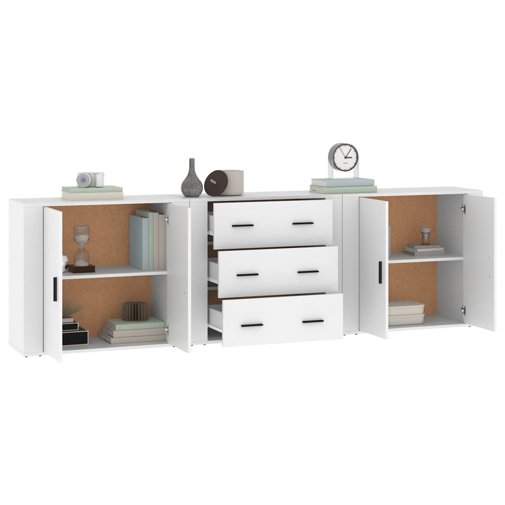 Image Buffets 3 pcs Blanc Bois d'ingénierie | Xios Store SNC vidaXL Xios Store SNC