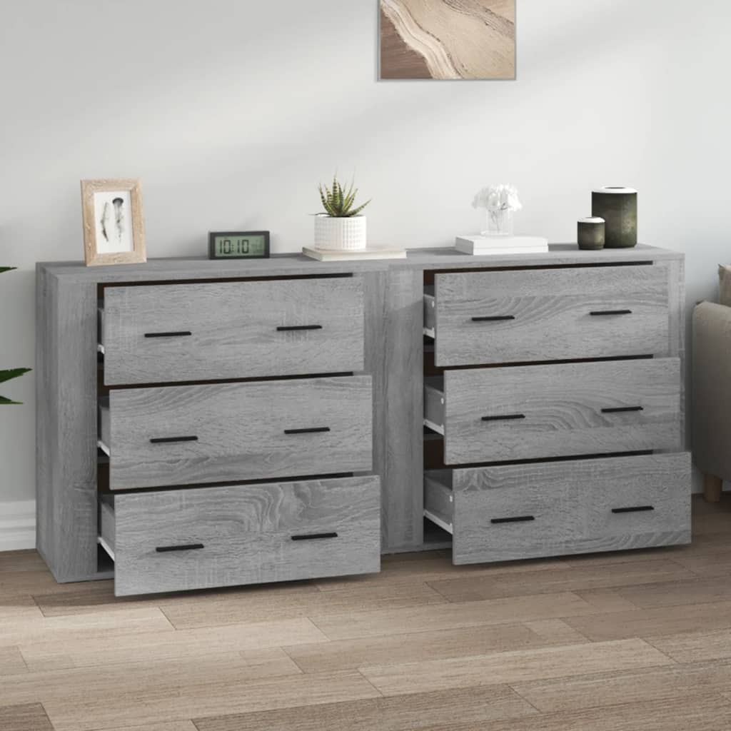 Image Buffets 2 pcs sonoma gris bois d'ingénierie | Xios Store SNC vidaXL Xios Store SNC