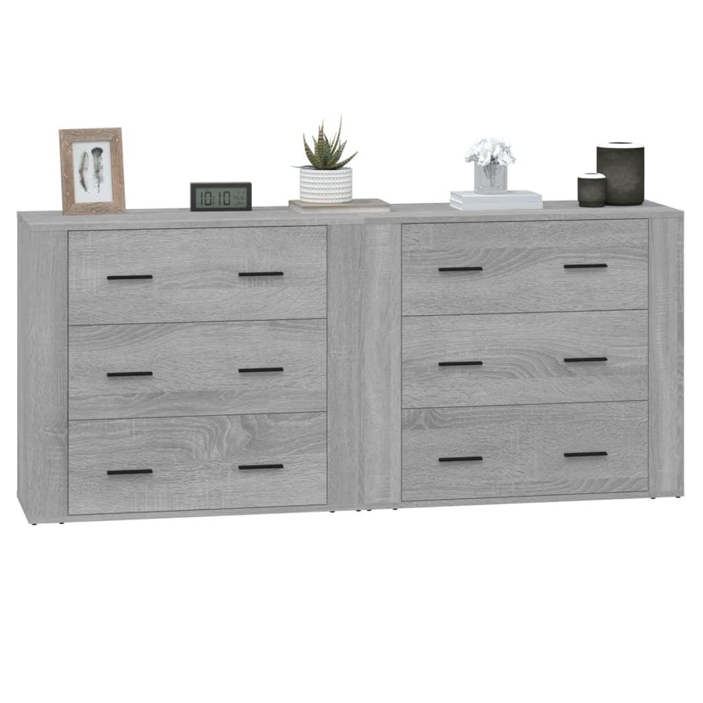 Image Buffets 2 pcs sonoma gris bois d'ingénierie | Xios Store SNC vidaXL Xios Store SNC