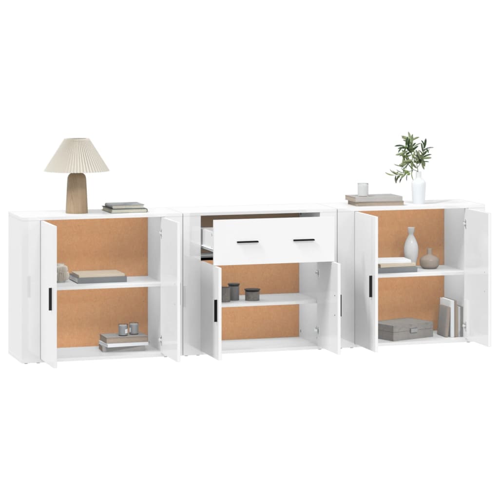 Image Buffets 3 pcs Blanc Bois d'ingénierie | Xios Store SNC vidaXL Xios Store SNC