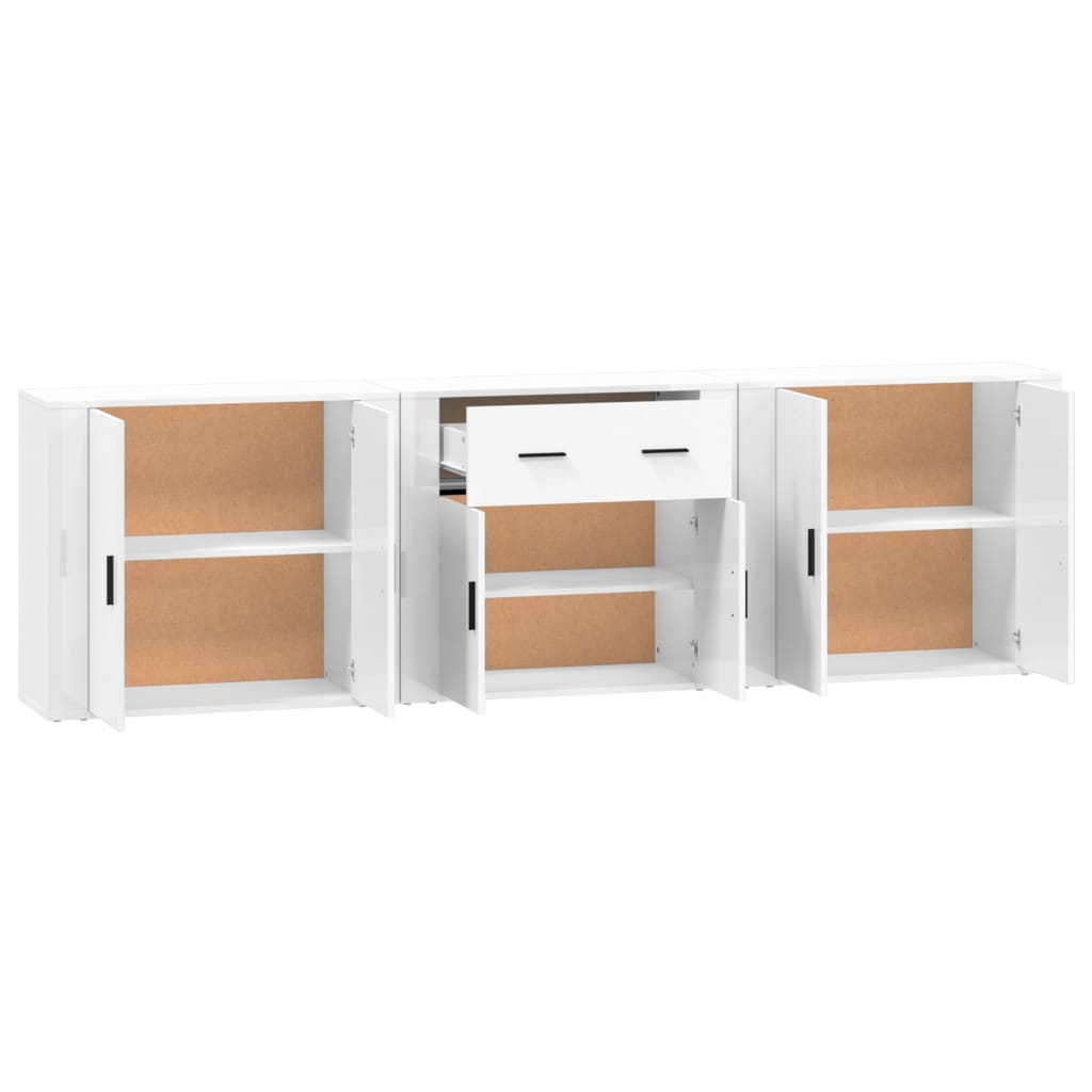 Image Buffets 3 pcs Blanc Bois d'ingénierie | Xios Store SNC vidaXL Xios Store SNC