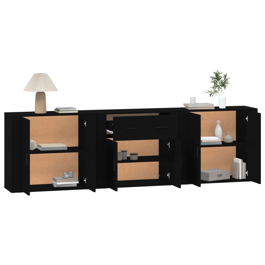 Image Buffets 3 pcs noir bois d'ingénierie | Xios Store SNC vidaXL Xios Store SNC