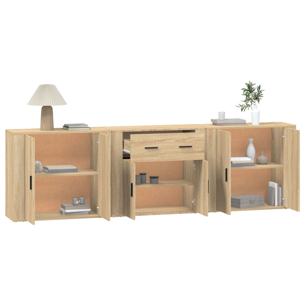 Image Buffets 3 pcs Chêne sonoma Bois d'ingénierie | Xios Store SNC vidaXL Xios Store SNC