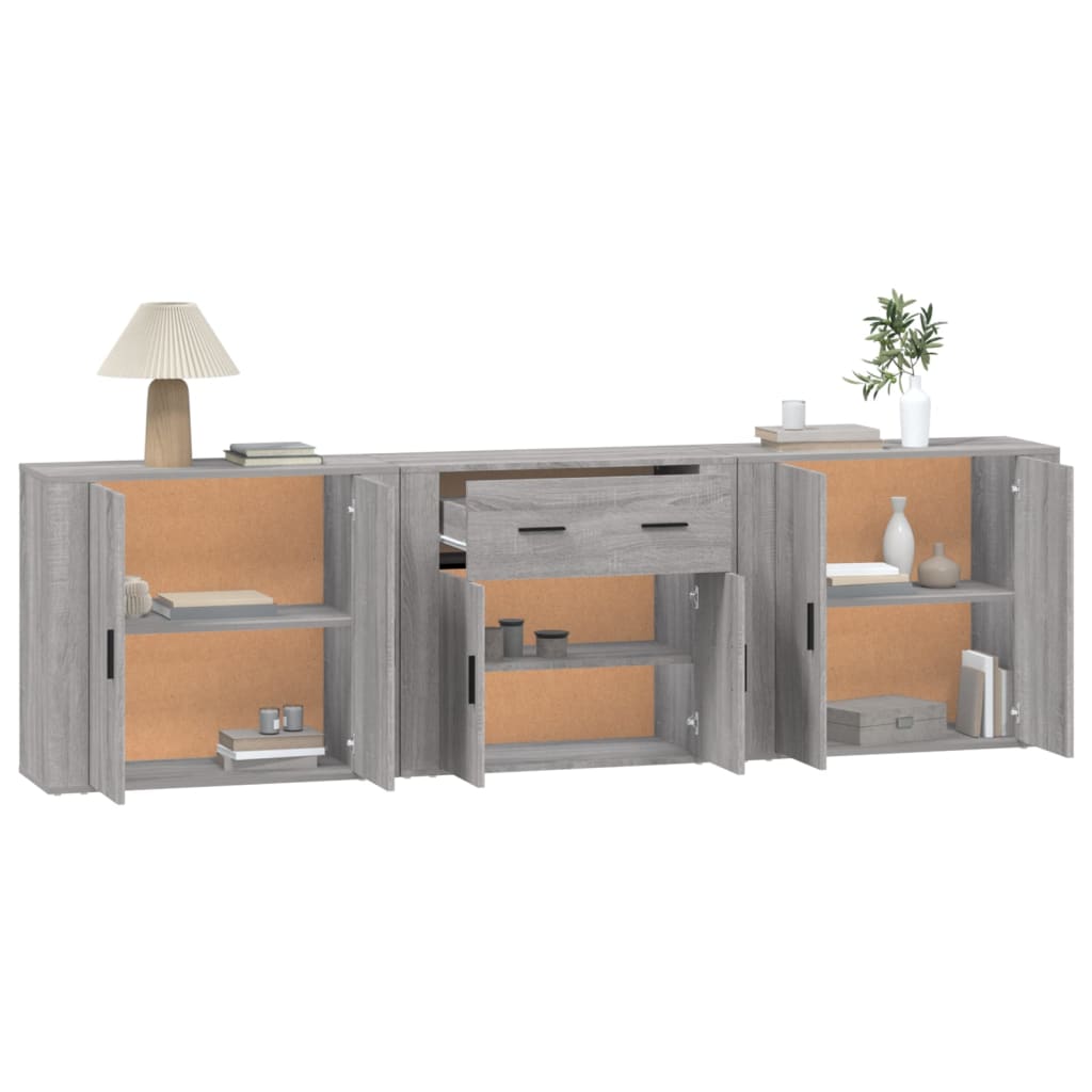 Image Buffets 3 pcs Sonoma gris Bois d'ingénierie | Xios Store SNC vidaXL Xios Store SNC