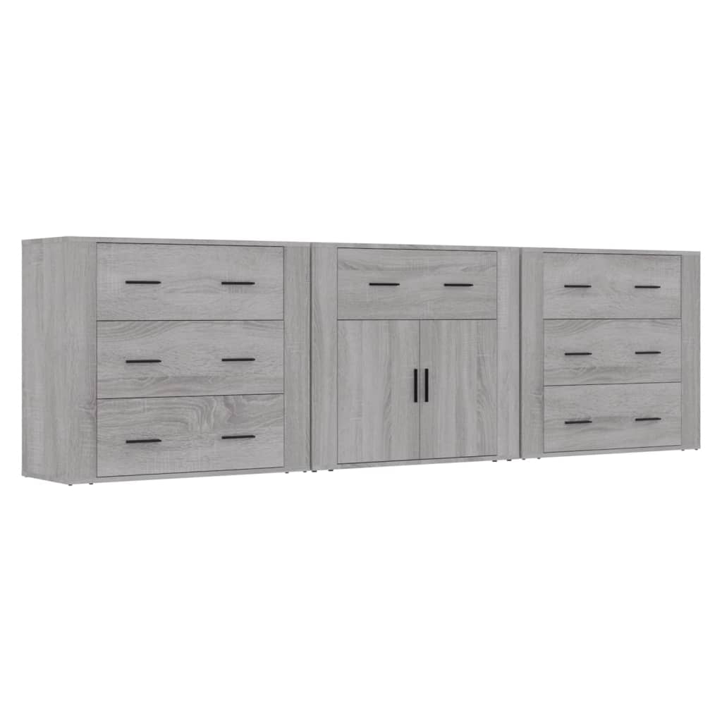 Image Buffets 3 pcs Sonoma gris Bois d'ingénierie | Xios Store SNC vidaXL Xios Store SNC