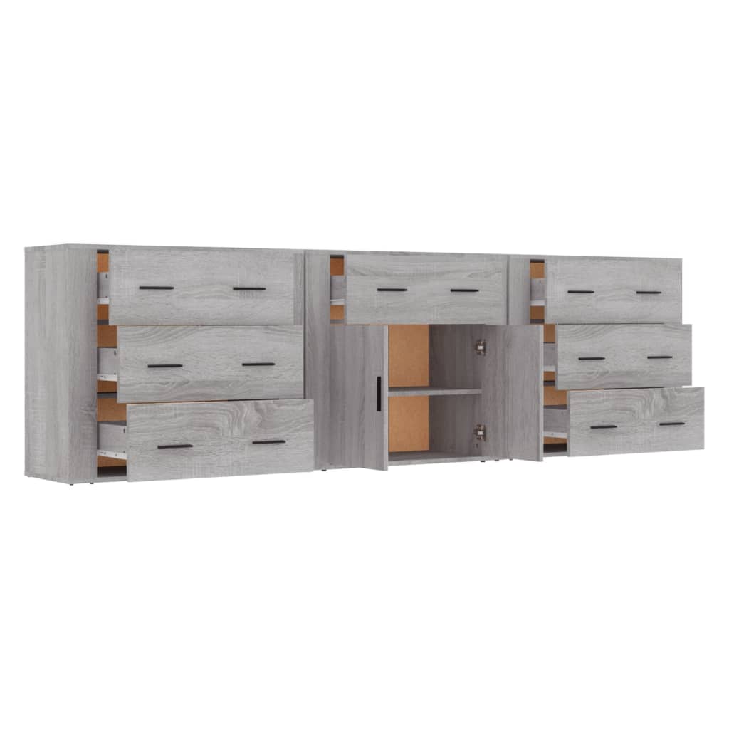 Image Buffets 3 pcs Sonoma gris Bois d'ingénierie | Xios Store SNC vidaXL Xios Store SNC