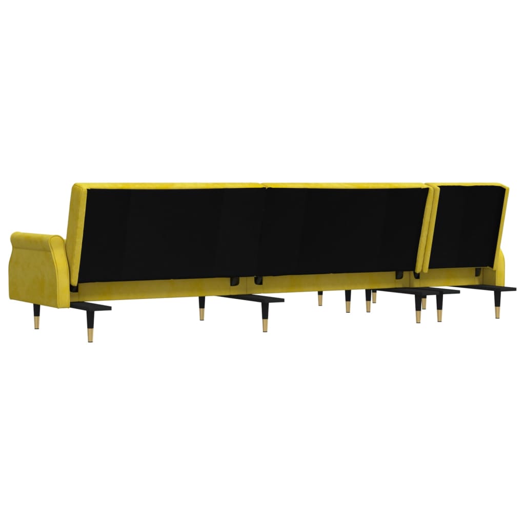 Canapé-lit en forme de L jaune 271x140x70 cm velours Canapés vidaXL