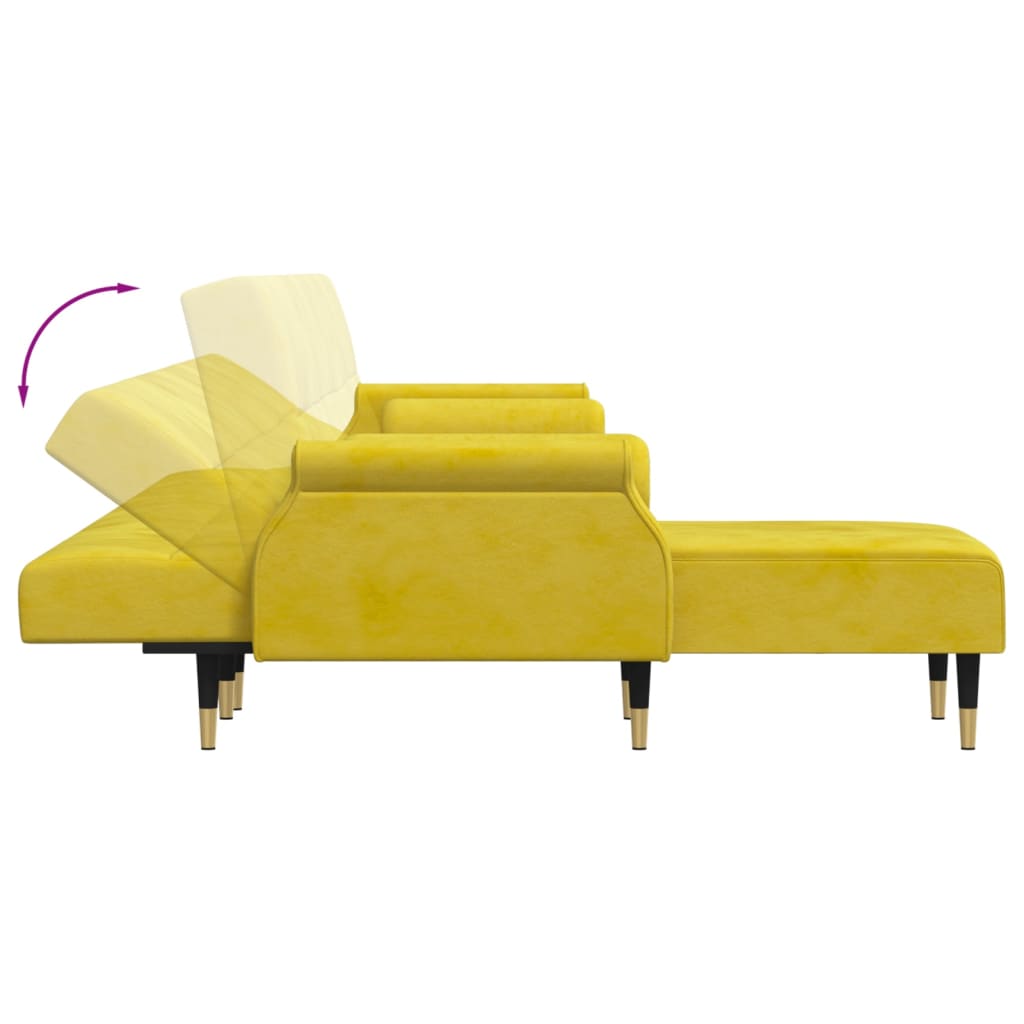 Canapé-lit en forme de L jaune 271x140x70 cm velours Canapés vidaXL