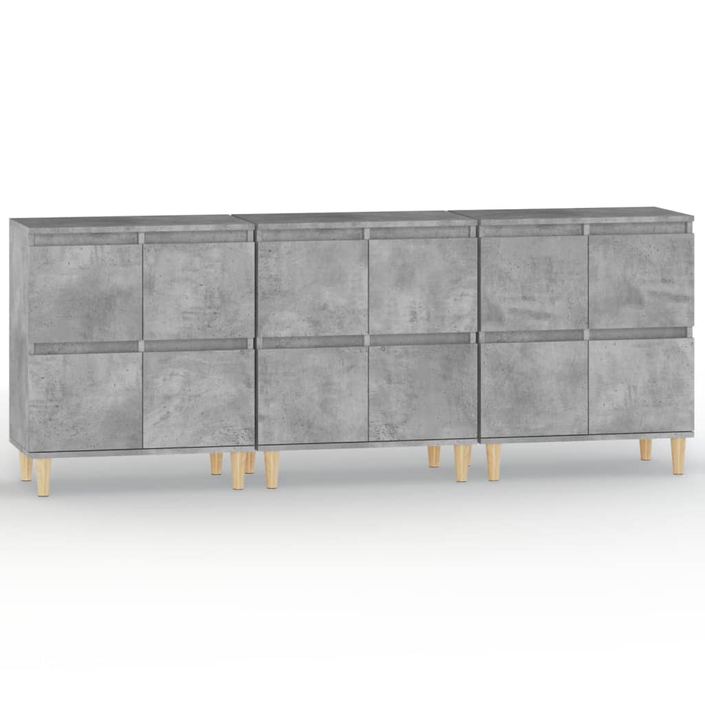 Image Buffets 3 pcs gris béton 60x35x70 cm bois d'ingénierie | Xios Store SNC vidaXL Xios Store SNC