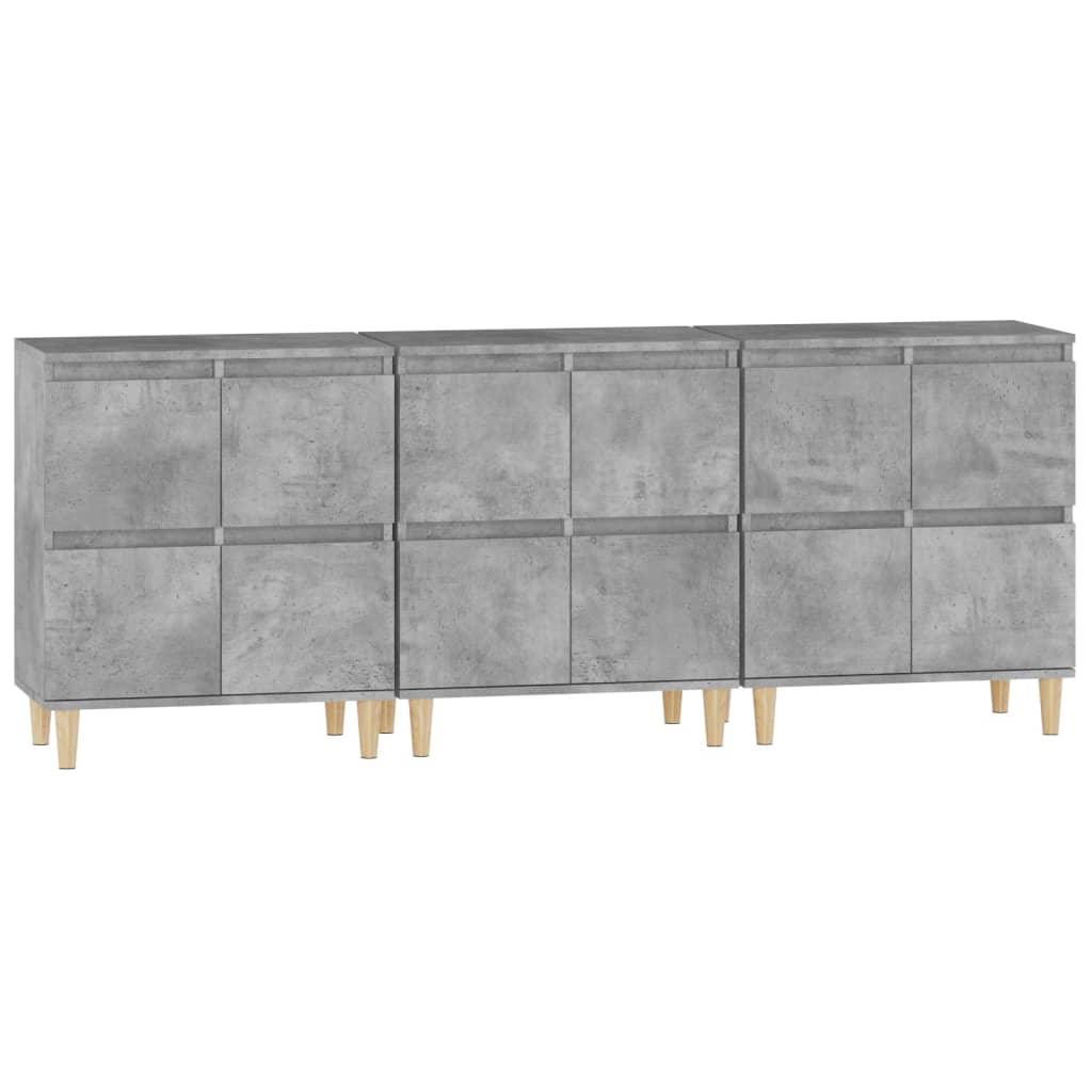 Image Buffets 3 pcs gris béton 60x35x70 cm bois d'ingénierie | Xios Store SNC vidaXL Xios Store SNC