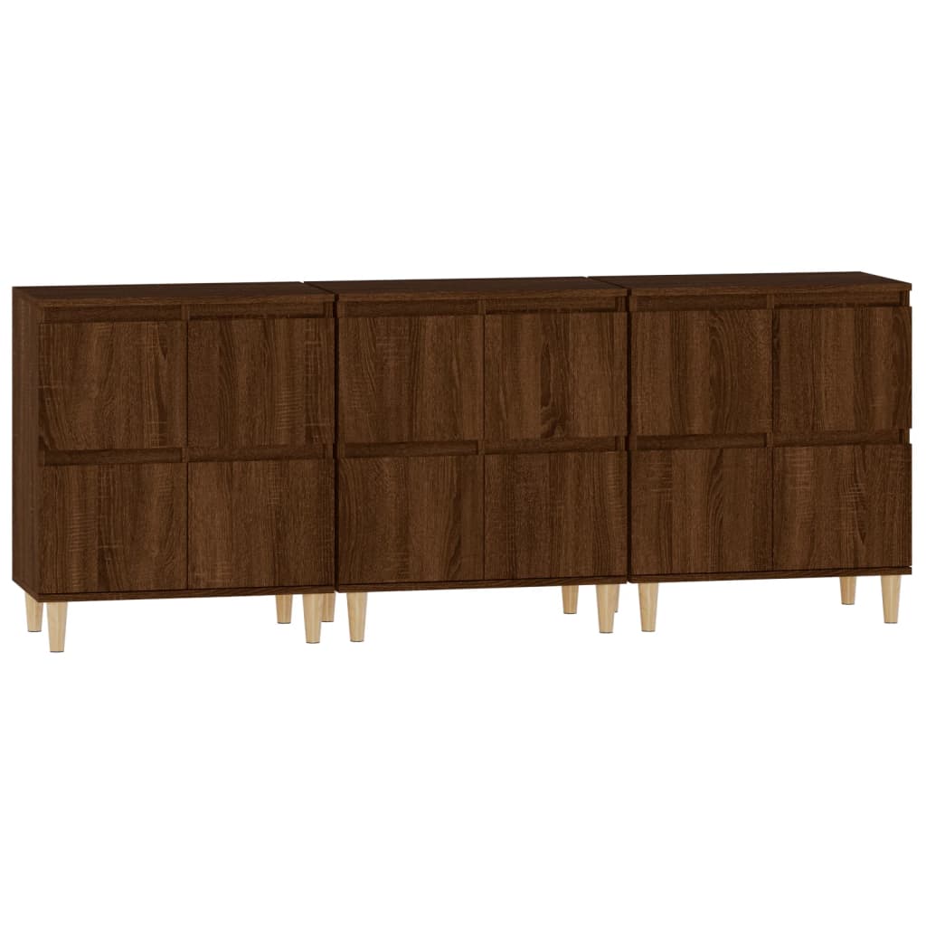 Image Buffets 3 pcs chêne marron 60x35x70 cm bois d'ingénierie | Xios Store SNC vidaXL Xios Store SNC