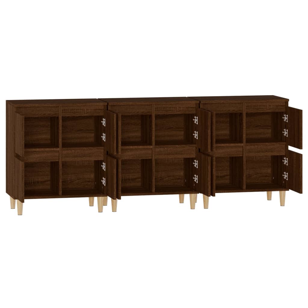 Image Buffets 3 pcs chêne marron 60x35x70 cm bois d'ingénierie | Xios Store SNC vidaXL Xios Store SNC