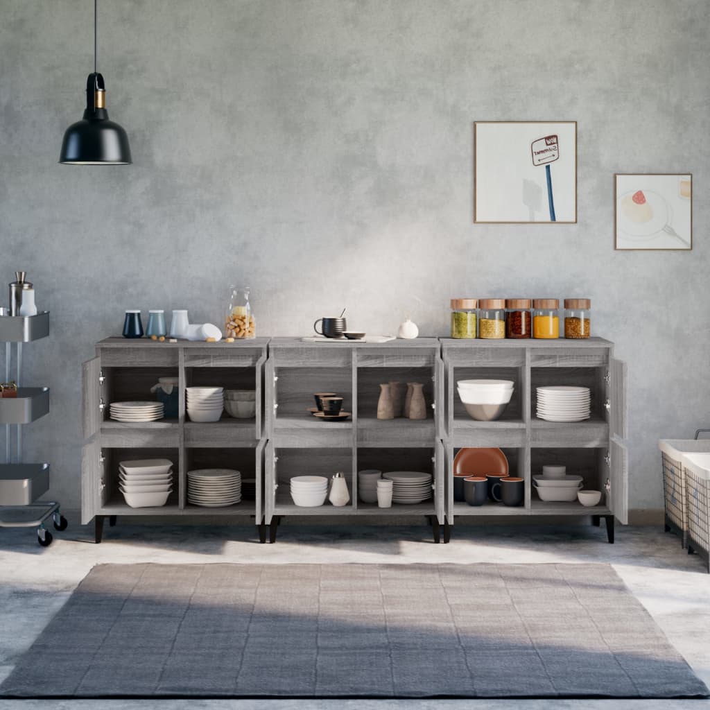 Image Buffets 3 pcs sonoma gris 60x35x70 cm bois d'ingénierie | Xios Store SNC vidaXL Xios Store SNC