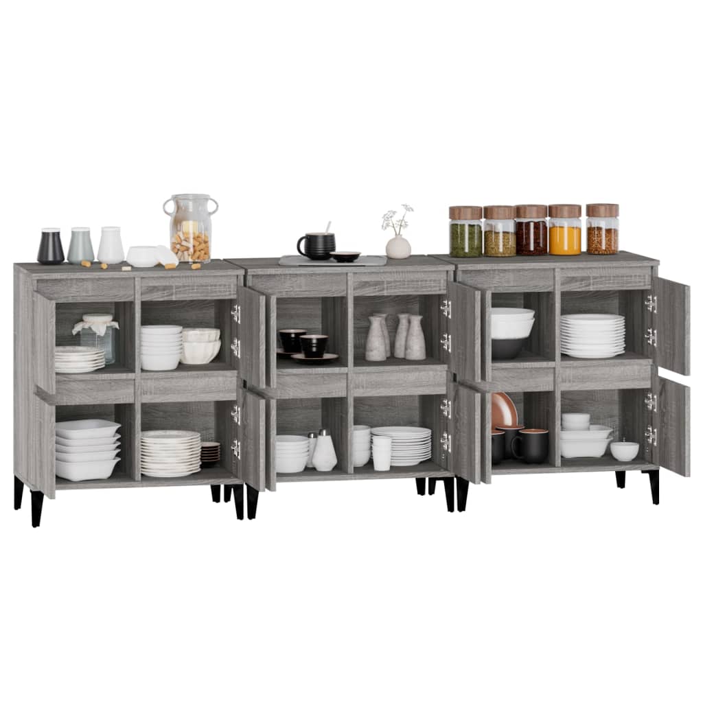 Image Buffets 3 pcs sonoma gris 60x35x70 cm bois d'ingénierie | Xios Store SNC vidaXL Xios Store SNC