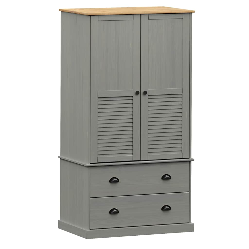 Garde-robe VIGO gris 90x55x170 cm bois massif de pin Armoires vidaXL