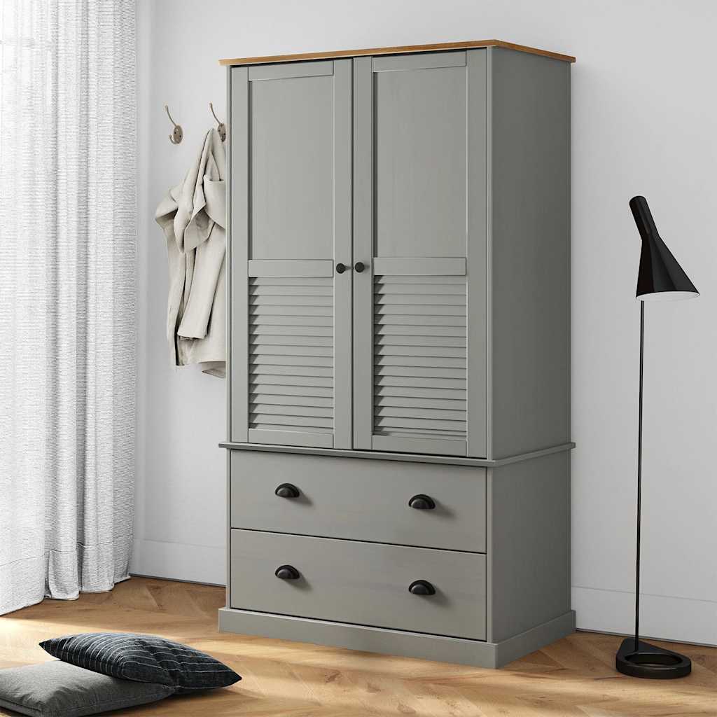 Garde-robe VIGO gris 90x55x170 cm bois massif de pin Armoires vidaXL