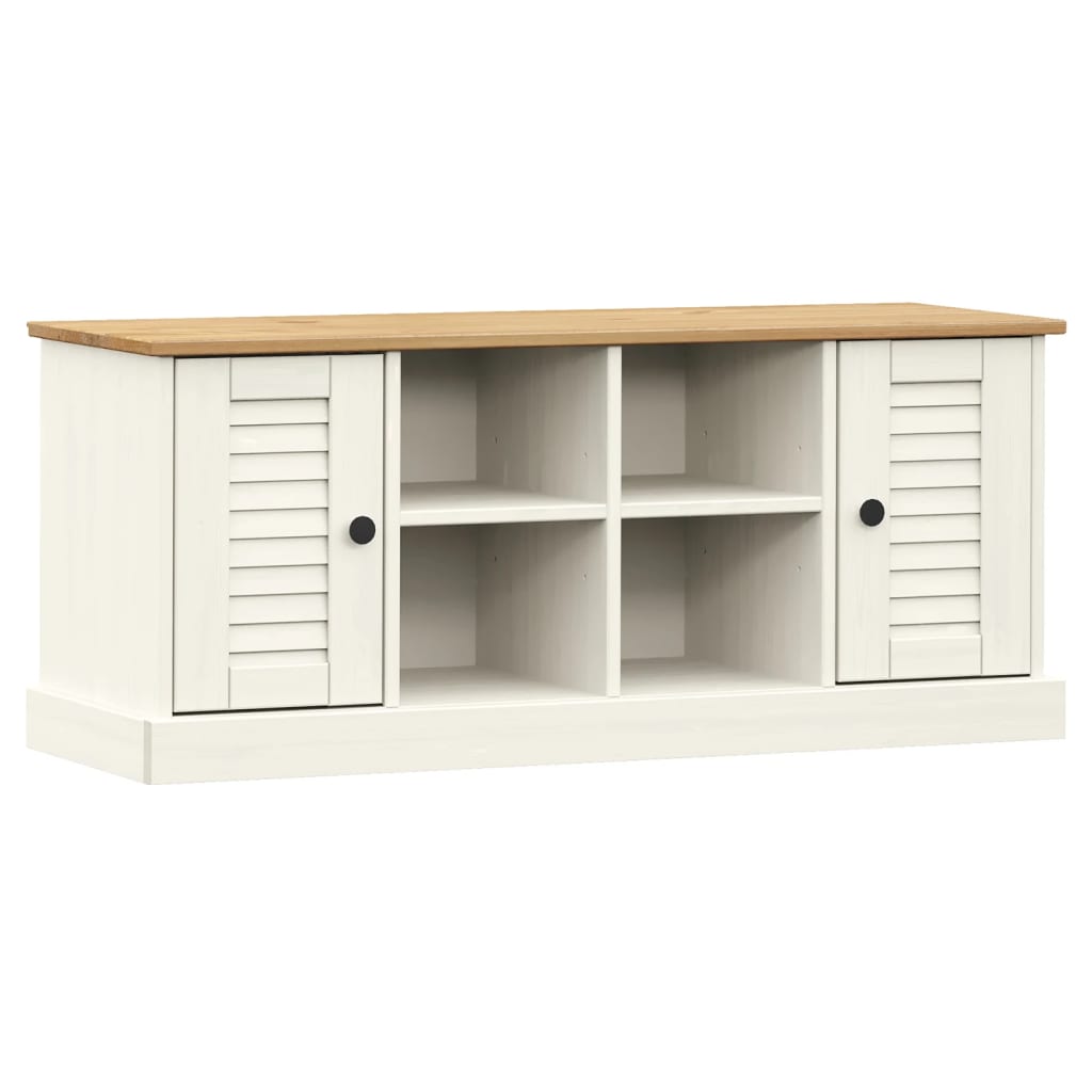 Banc à chaussures VIGO blanc 106x35x45 cm bois massif de pin Bancs coffres vidaXL   