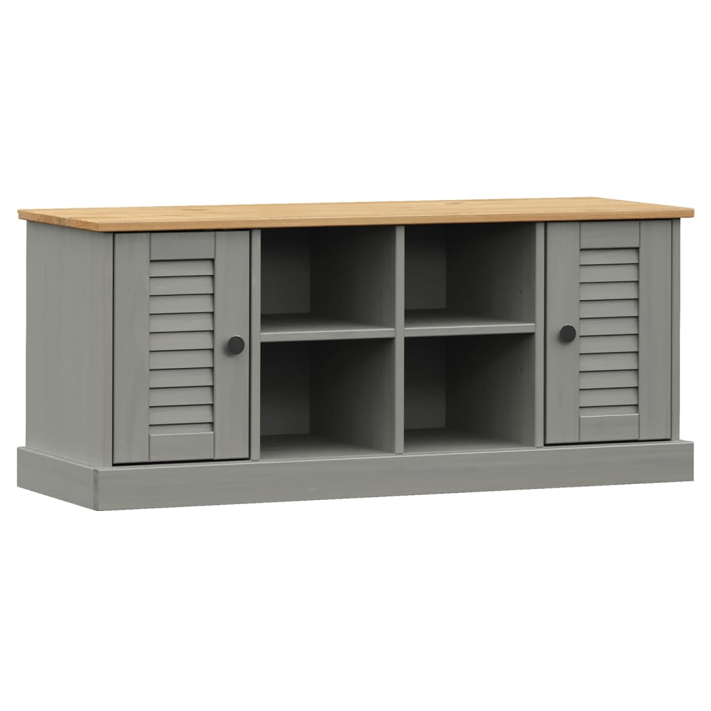 Banc à chaussures VIGO gris 106x35x45 cm bois massif de pin Bancs coffres vidaXL   