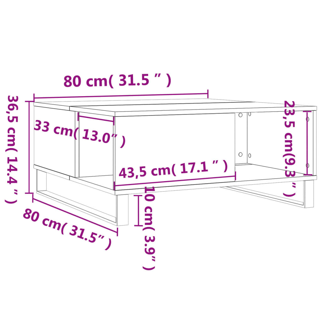 Table basse blanc 80x80x36,5 cm bois d'ingénierie Tables basses vidaXL