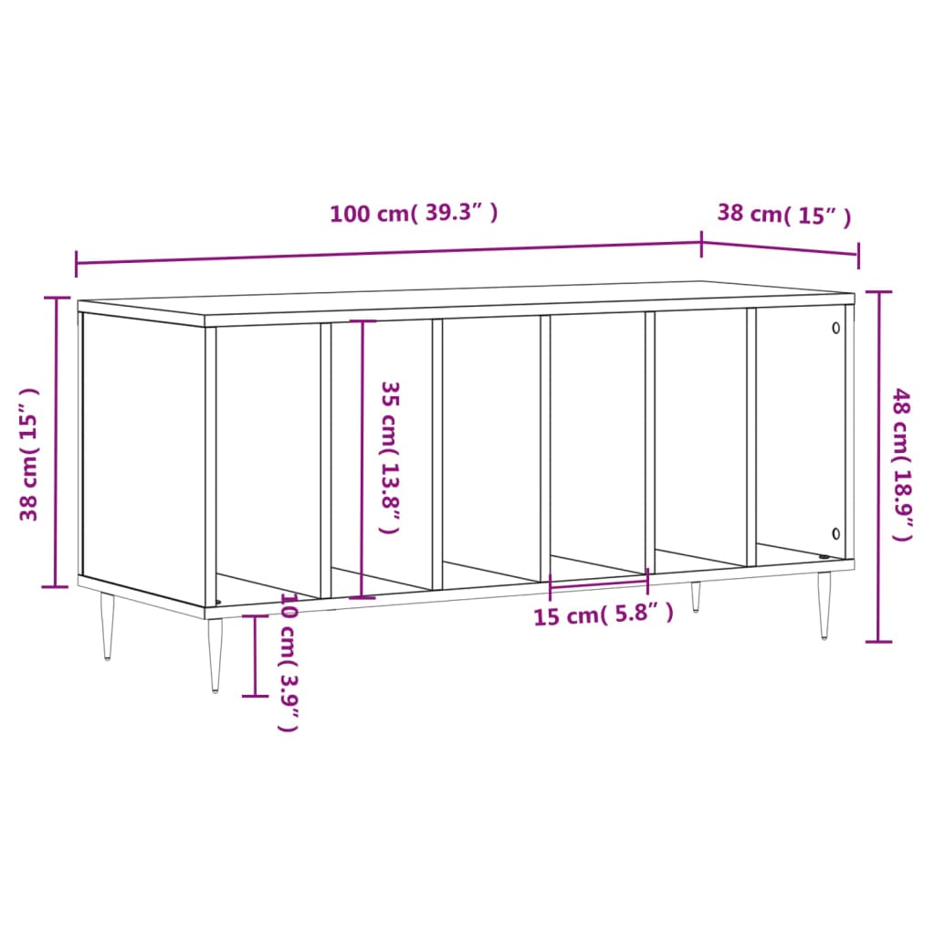 Armoire à disques blanc 100x38x48 cm bois d'ingénierie Fixations & meubles de rangement multimédia vidaXL   