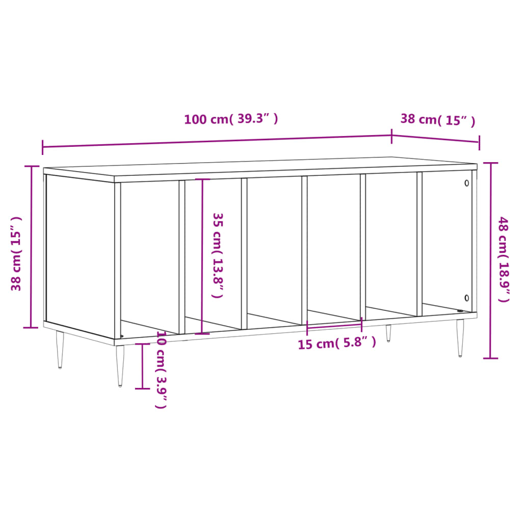 Armoire à disques chêne sonoma 100x38x48 cm bois d'ingénierie Fixations & meubles de rangement multimédia vidaXL   