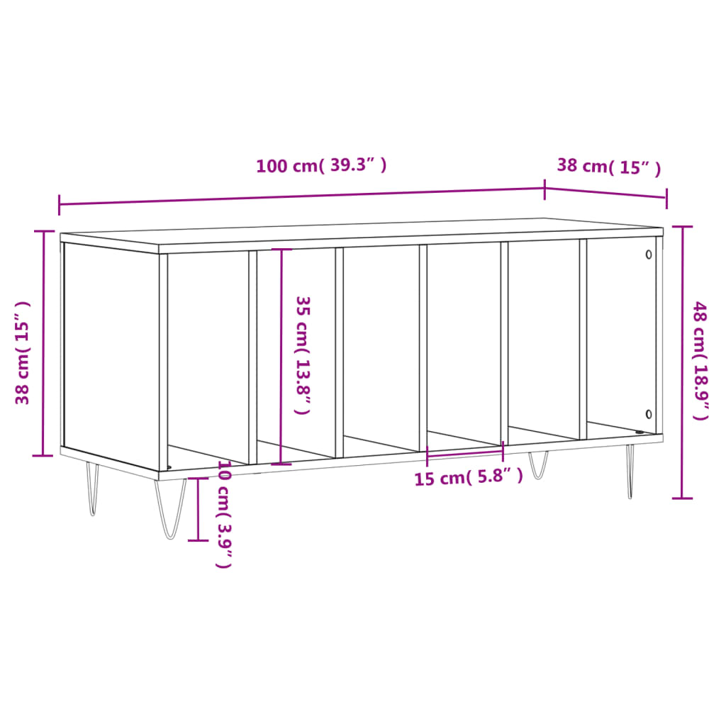 Armoire à disques chêne sonoma 100x38x48 cm bois d'ingénierie Fixations & meubles de rangement multimédia vidaXL   