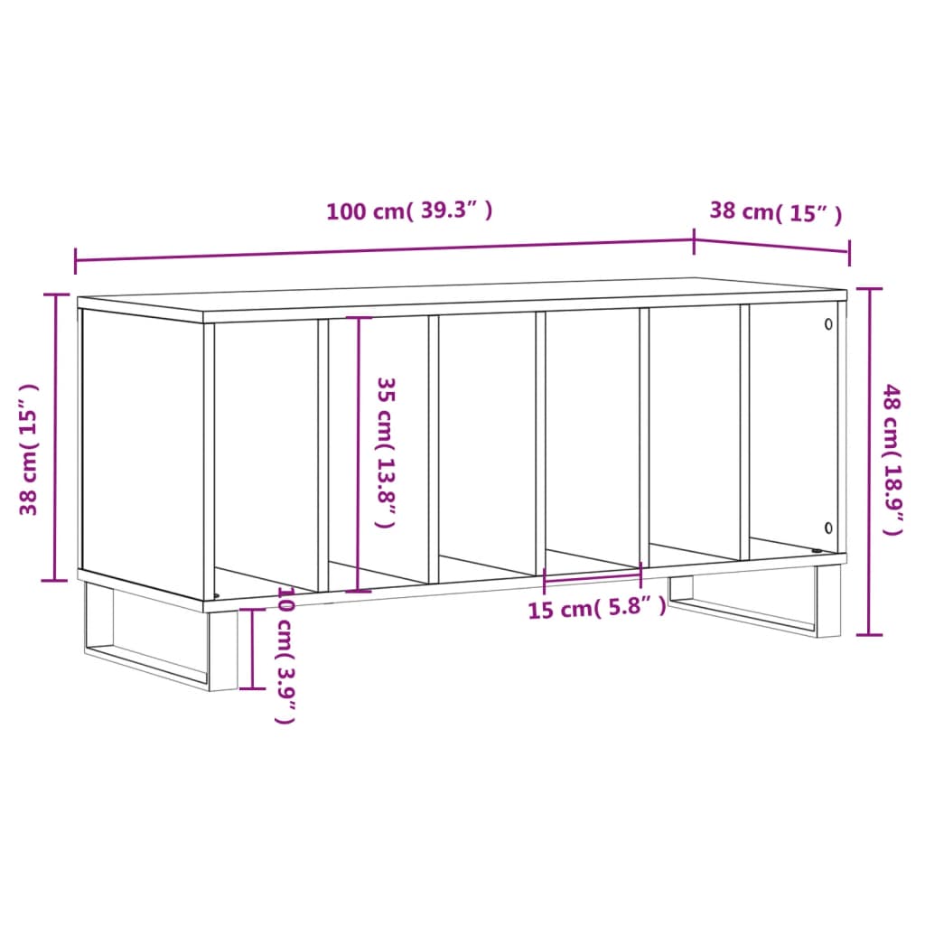 Armoire à disques noir 100x38x48 cm bois d'ingénierie Fixations & meubles de rangement multimédia vidaXL   