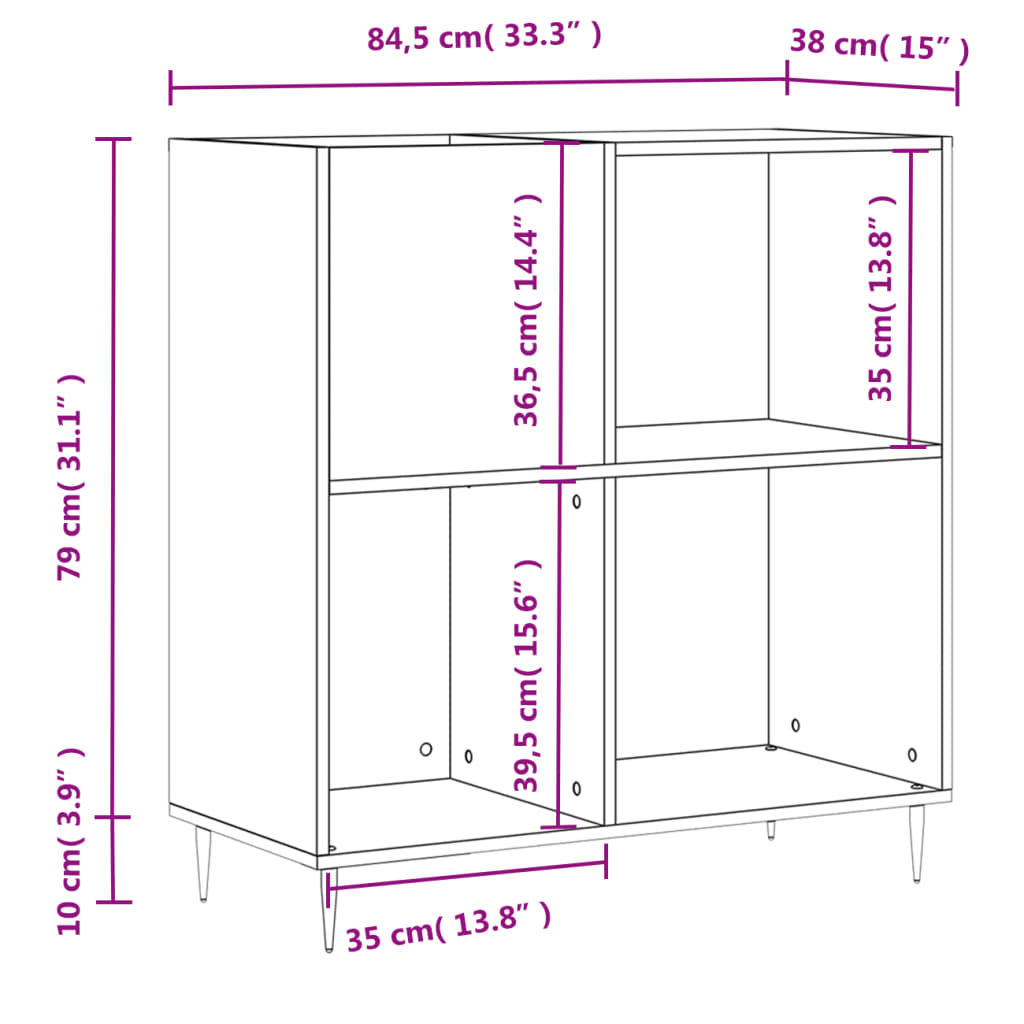 Armoire à disques noir 84,5x38x89 cm bois d'ingénierie Fixations & meubles de rangement multimédia vidaXL   