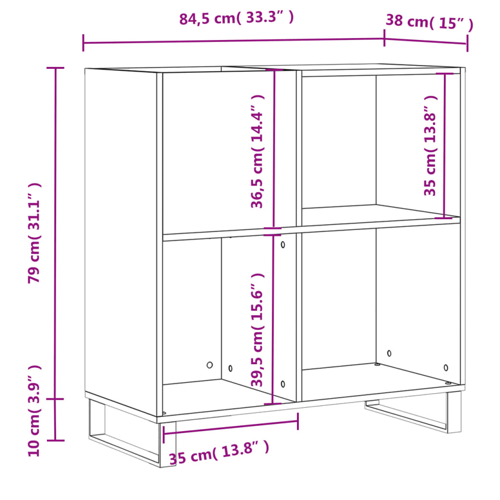 Armoire à disques blanc 84,5x38x89 cm bois d'ingénierie Fixations & meubles de rangement multimédia vidaXL   