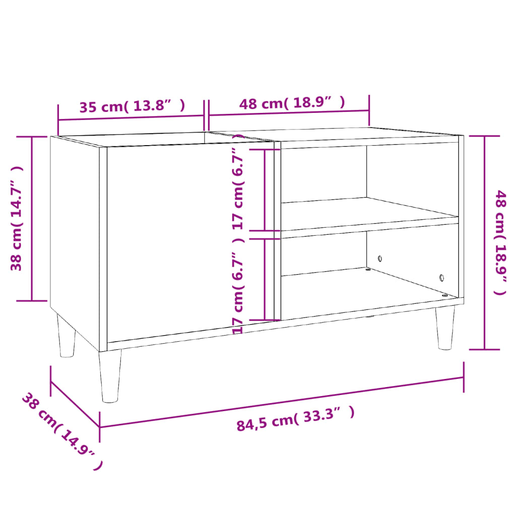 Armoire à disques blanc 84,5x38x48 cm bois d'ingénierie Fixations & meubles de rangement multimédia vidaXL   