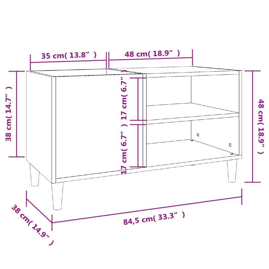 Armoire à disques chêne sonoma 84,5x38x48 cm bois d'ingénierie Fixations & meubles de rangement multimédia vidaXL   