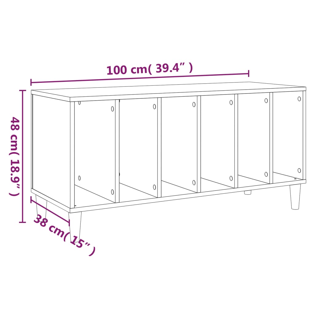 Armoire à disques sonoma gris 100x38x48 cm bois d'ingénierie Fixations & meubles de rangement multimédia vidaXL   