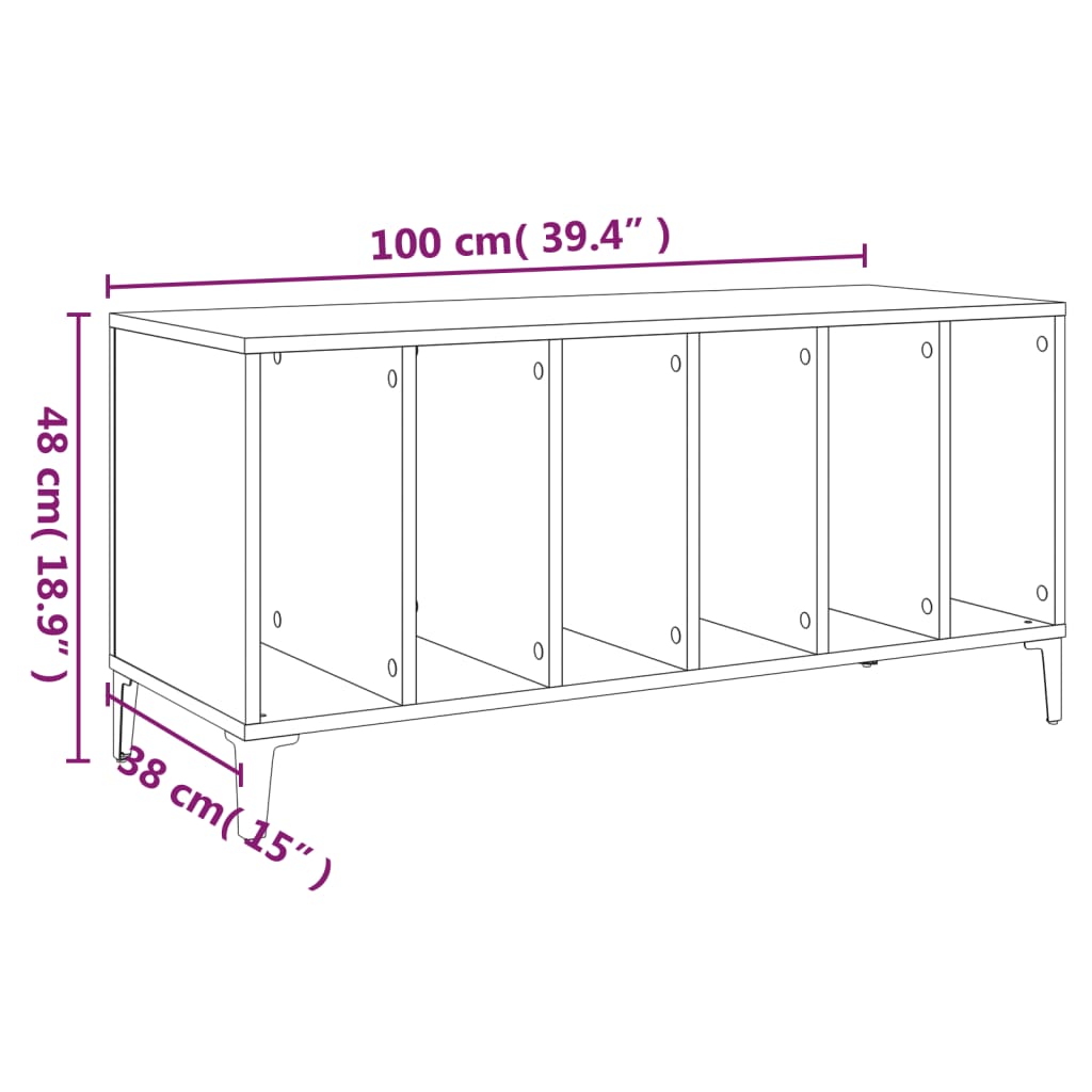 Armoire à disques blanc 100x38x48 cm bois d'ingénierie Fixations & meubles de rangement multimédia vidaXL   