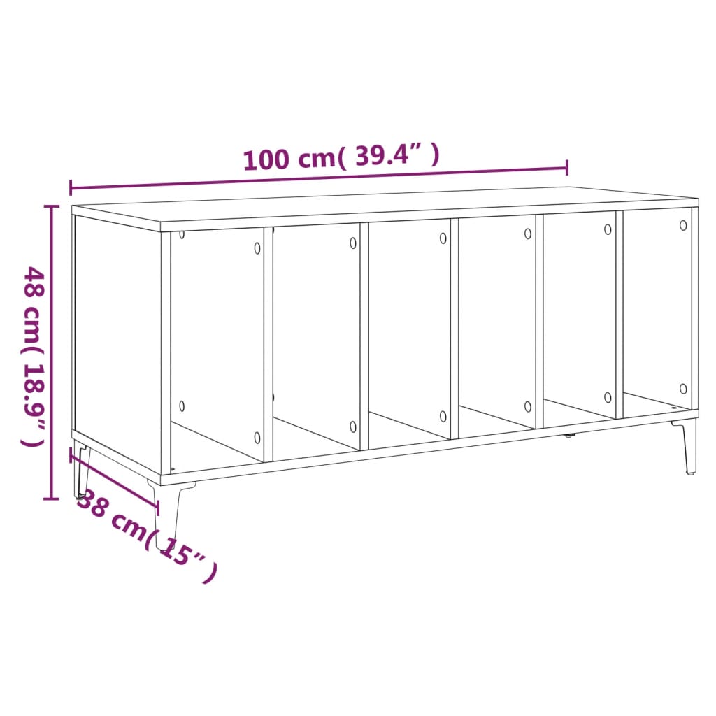 Armoire à disques sonoma gris 100x38x48 cm bois d'ingénierie Fixations & meubles de rangement multimédia vidaXL   