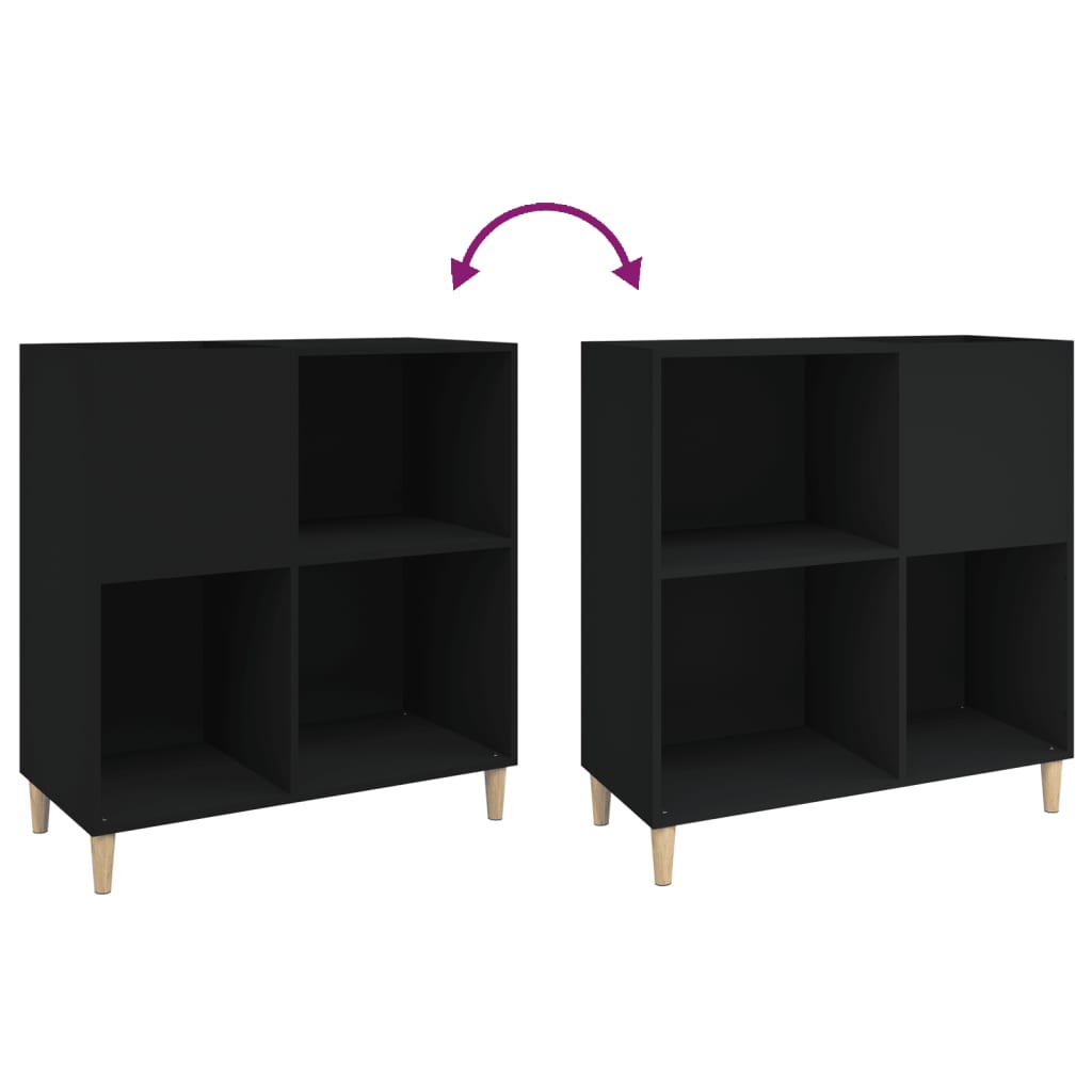 Armoire à disques noir 84,5x38x89 cm bois d'ingénierie Fixations & meubles de rangement multimédia vidaXL   