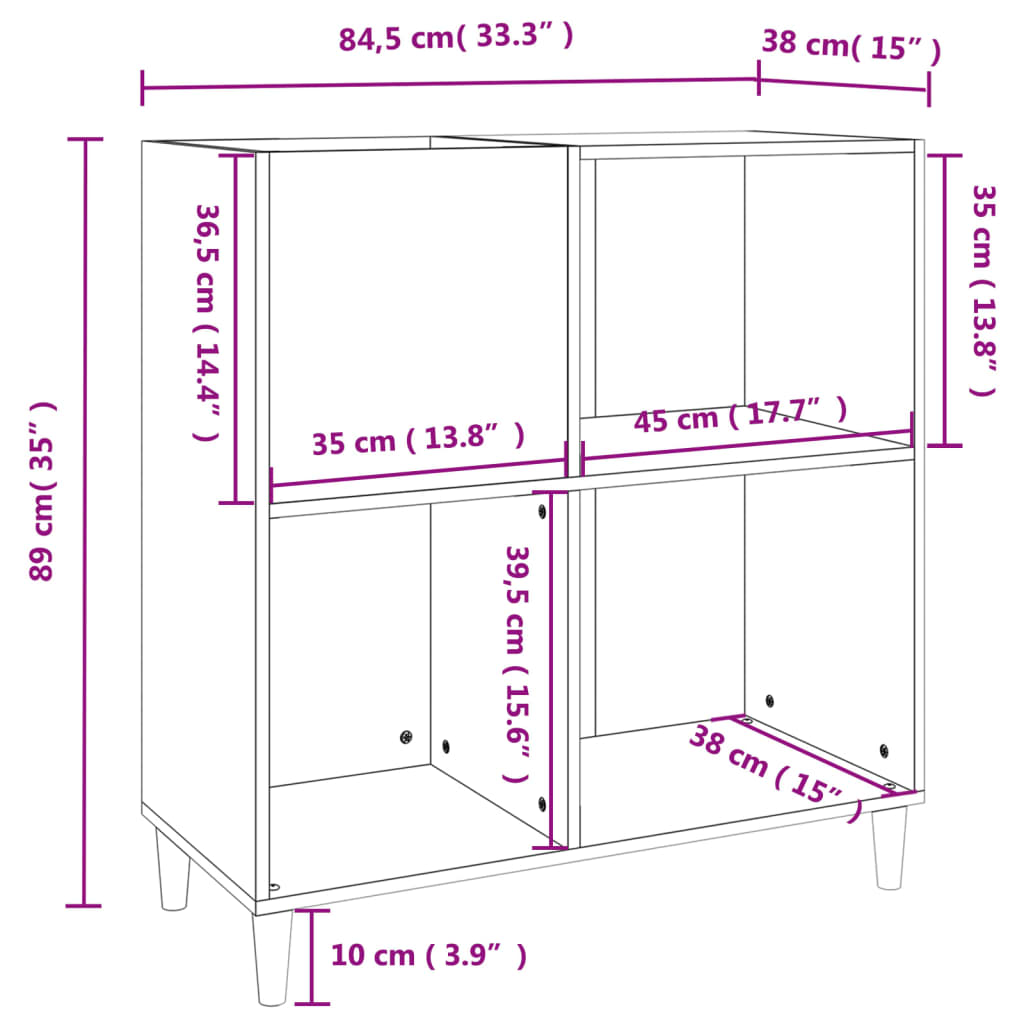 Armoire à disques noir 84,5x38x89 cm bois d'ingénierie Fixations & meubles de rangement multimédia vidaXL   