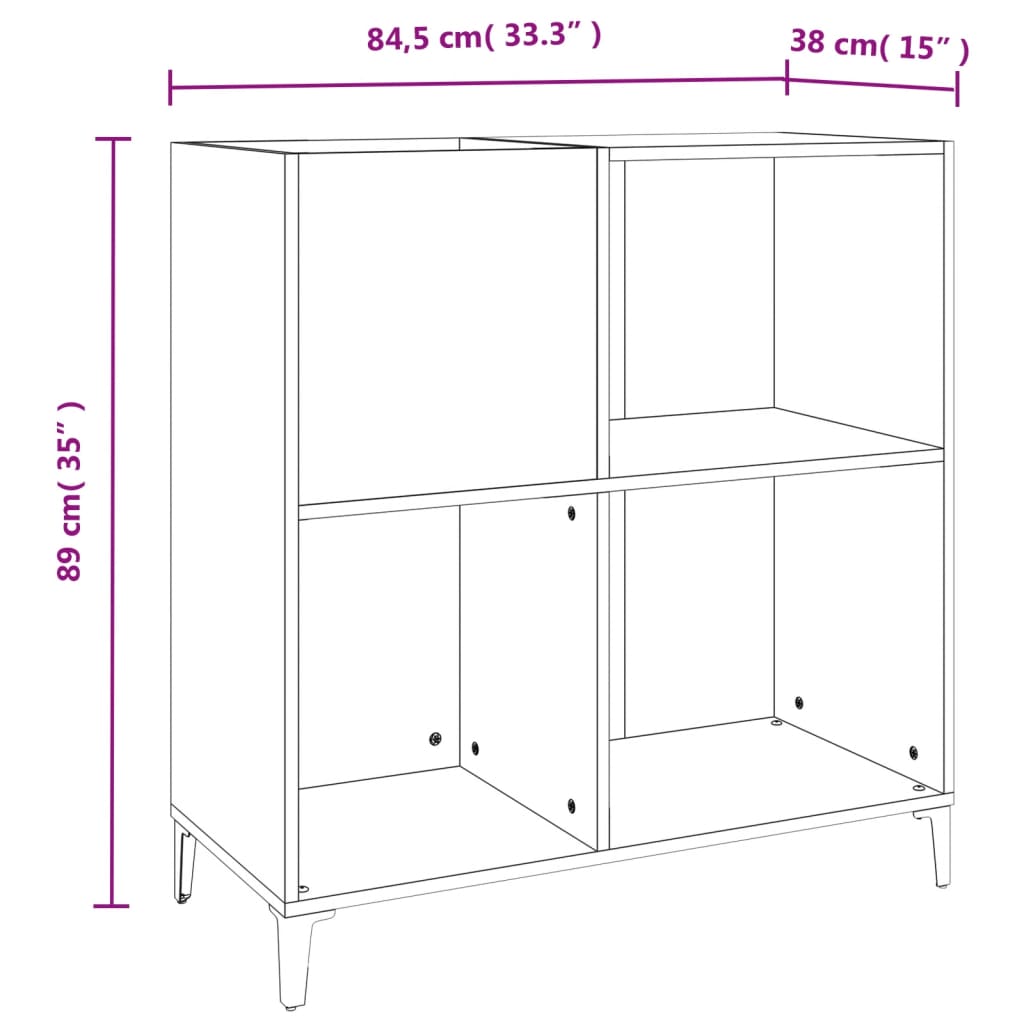 Armoire à disques sonoma gris 84,5x38x89 cm bois d'ingénierie Fixations & meubles de rangement multimédia vidaXL   