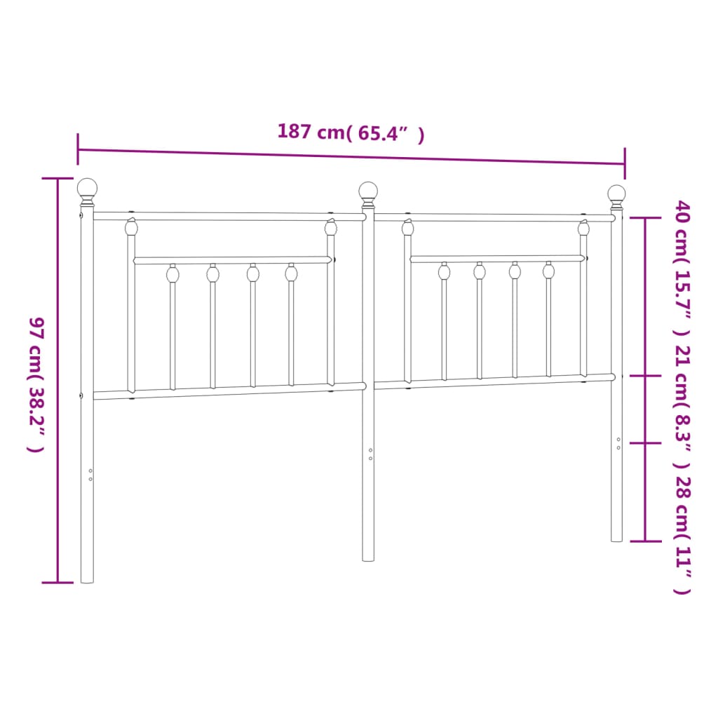 Tête de lit métal noir 180 cm Têtes et pieds de lit vidaXL   