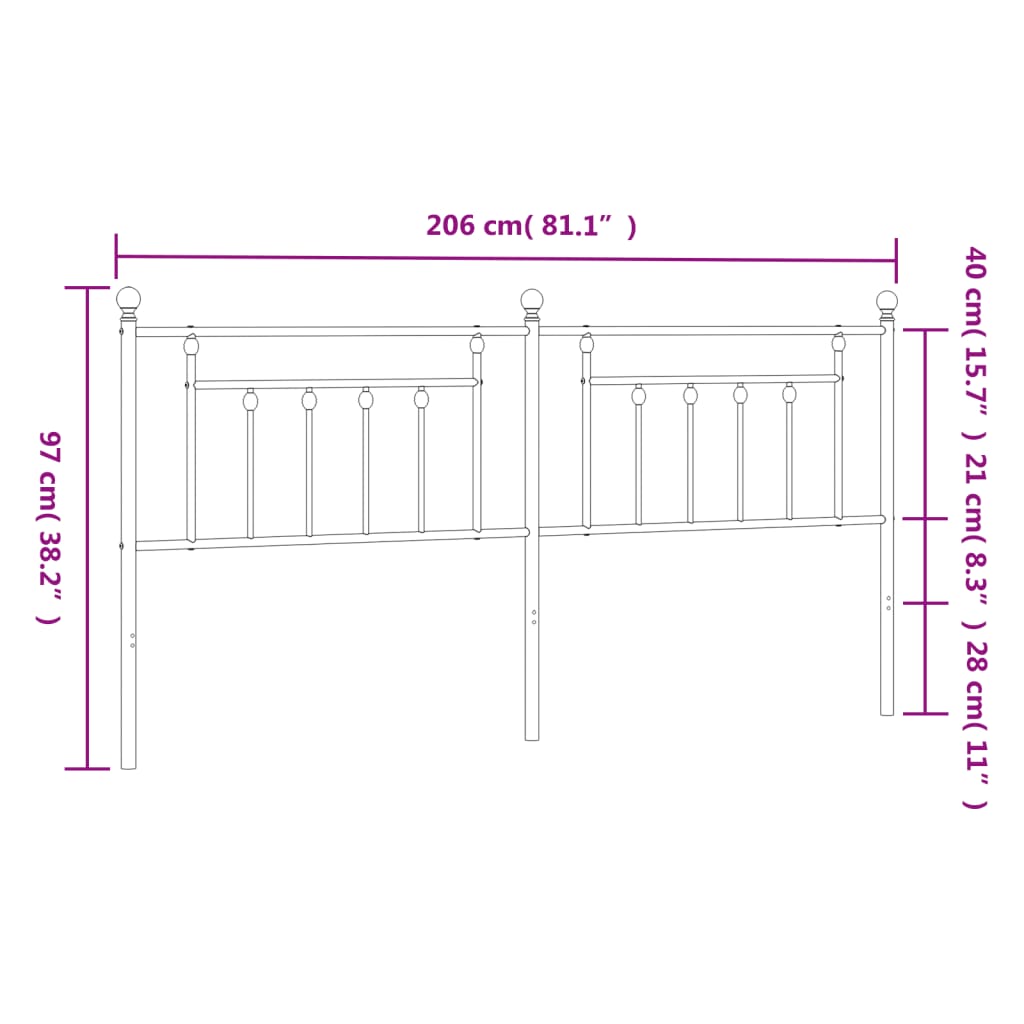 Tête de lit métal noir 200 cm Têtes et pieds de lit vidaXL   