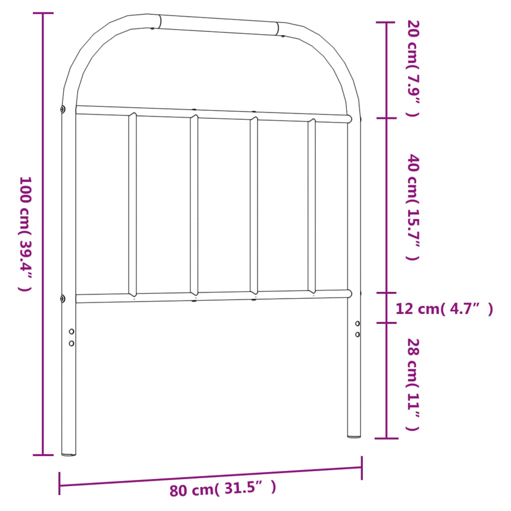 Tête de lit métal noir 75 cm Têtes et pieds de lit vidaXL   