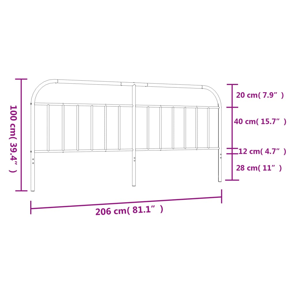 Tête de lit métal noir 200 cm Têtes et pieds de lit vidaXL   