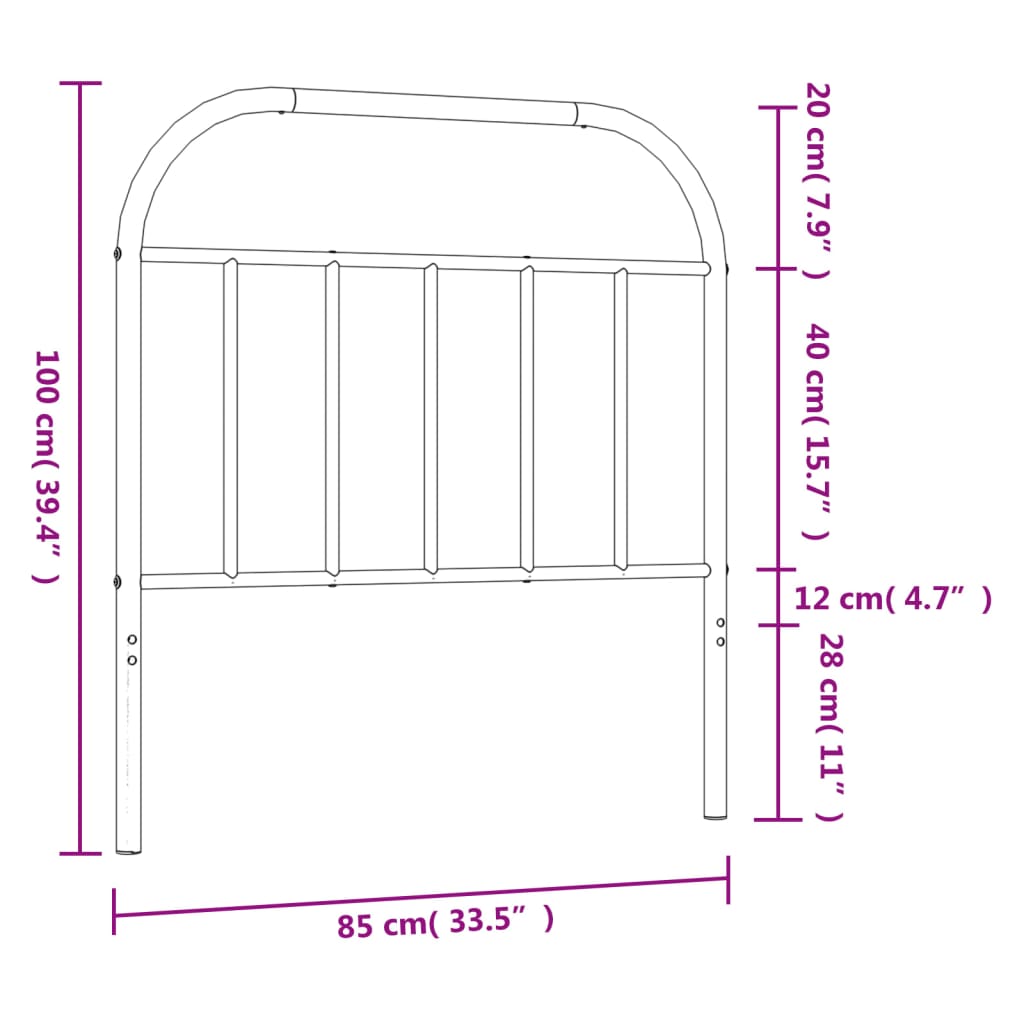 Tête de lit métal blanc 80 cm Têtes et pieds de lit vidaXL   