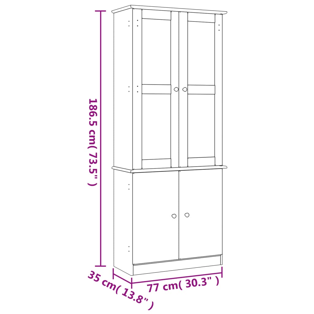 Vitrine en verre ALTA 77x35x186,5 cm bois de pin massif Buffets & bahuts vidaXL