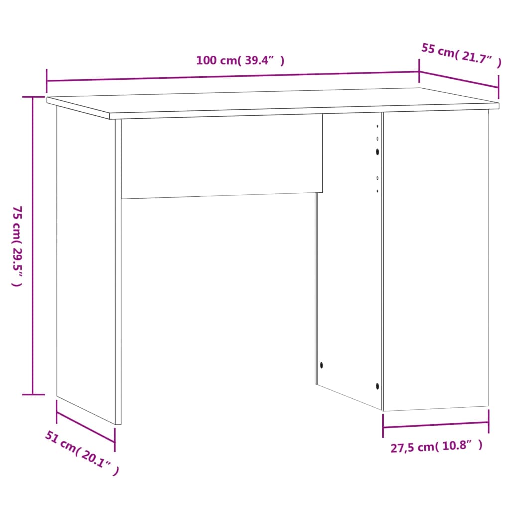 Bureau chêne sonoma 100x55x75 cm bois d'ingénierie Bureaux vidaXL   